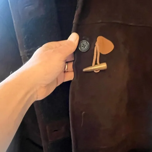 Polo Ralph Lauren Shearling Coat VTG 1987 Suede Leather Dark Brown Medium - Picture 12 of 15